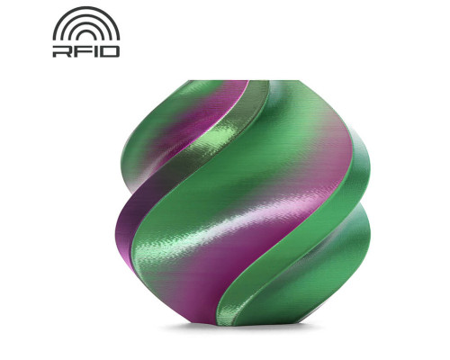 Пластик Bambu Lab PLA Silk, пурпурно-зеленая (двухцветная), 1.75 мм, 1 кг, с катушкой